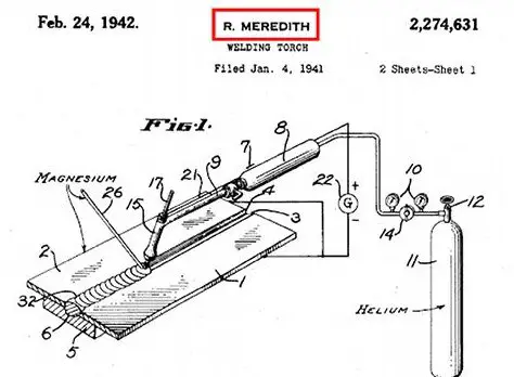 Russell Meredith invented and patented TIG welding schema in 1941.  Essential to know person if you want to know what TIG welding is.